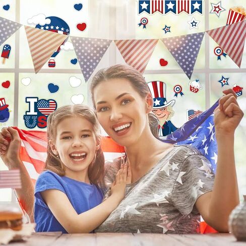 CCINEE 4th of July Window Cling,Patriotic Window Sticker USA Independence Day Decal for Home Vehicles Decoration,100PCS in Saudi Arabia