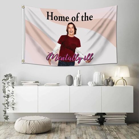 Home Of The Mentally Ill Flag 3x5 Feet Funny Tapestry For Bedroom Living Room College Dorm Wall Decor in Kuwait
