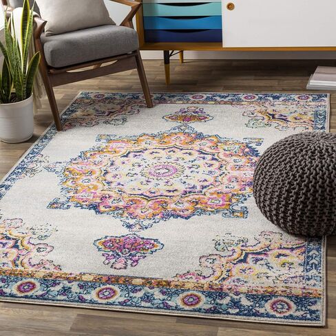 Livabliss Alyssia Vintage Medallion Area Rug,6'7" x 9', Orange in Saudi Arabia