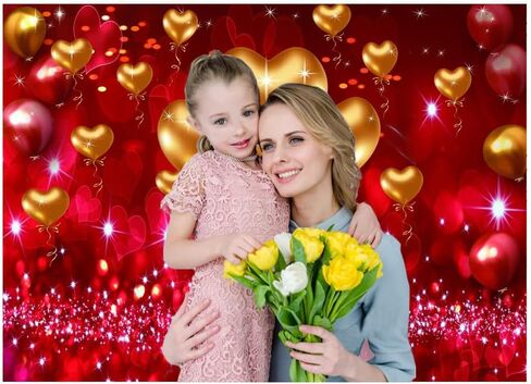 CYLYH 7x5ft Valentine's Day Backdrop Red Love Theme Party Love Heart Valentine's Mother's Day Party Backdrop Hearts Balloons Valentine's Day Theme Photography Backdrops D521 in Saudi Arabia