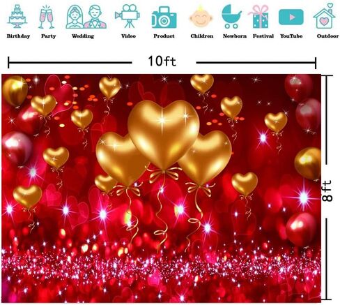 CYLYH 7x5ft Valentine's Day Backdrop Red Love Theme Party Love Heart Valentine's Mother's Day Party Backdrop Hearts Balloons Valentine's Day Theme Photography Backdrops D521 in Saudi Arabia