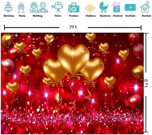 CYLYH 7x5ft Valentine's Day Backdrop Red Love Theme Party Love Heart Valentine's Mother's Day Party Backdrop Hearts Balloons Valentine's Day Theme Photography Backdrops D521 in Saudi Arabia