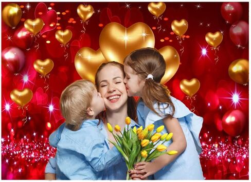 CYLYH 7x5ft Valentine's Day Backdrop Red Love Theme Party Love Heart Valentine's Mother's Day Party Backdrop Hearts Balloons Valentine's Day Theme Photography Backdrops D521 in Saudi Arabia