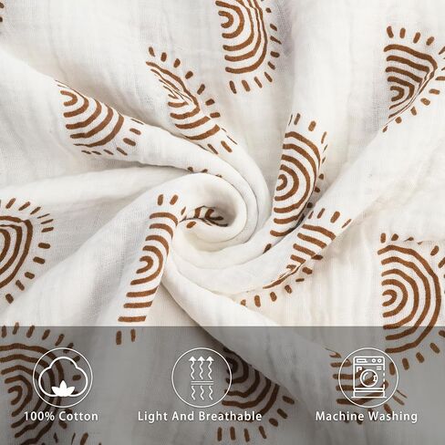 XLSXEXCL 4 Pack Muslin Baby Blankets, Soft 100% Cotton Muslin Swaddle Blankets Boho Rainbow Neutral Receiving Blanket Swaddling for Boys & Girls, Thin and Light Summer Baby Essentials, 48 x 44 in in Saudi Arabia