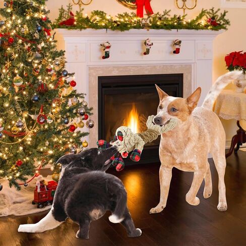 CooShou Dog عيد الميلاد الرنة صرير لعبة كلب كبير عيد الميلاد الأيائل لعبة من القطيفة مع ورق مجعد سحب لعبة ترفيهية تفاعلية صارت لجرو كلب كبير in Saudi Arabia
