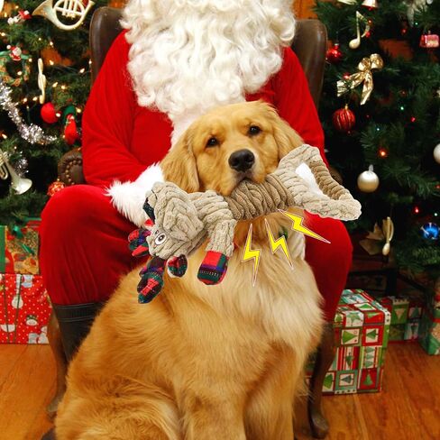 CooShou Dog عيد الميلاد الرنة صرير لعبة كلب كبير عيد الميلاد الأيائل لعبة من القطيفة مع ورق مجعد سحب لعبة ترفيهية تفاعلية صارت لجرو كلب كبير in Saudi Arabia