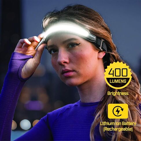 Liteband ACTIV 400 مصباح أمامي LED واسع الشعاع - إضاءة 210 درجة، 400 لومن، خفيف الوزن، مقاوم للطقس، قابل لإعادة الشحن، USB-C، وضع LED أحمر - التخييم، الجري، المشي لمسافات طويلة، يناسب القبعات الصلبة، LBA400-L18O، المحيط in Kuwait