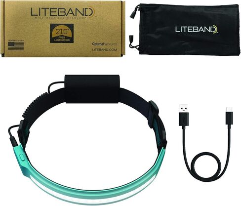 Liteband ACTIV 400 مصباح أمامي LED واسع الشعاع - إضاءة 210 درجة، 400 لومن، خفيف الوزن، مقاوم للطقس، قابل لإعادة الشحن، USB-C، وضع LED أحمر - التخييم، الجري، المشي لمسافات طويلة، يناسب القبعات الصلبة، LBA400-L18O، المحيط in Kuwait