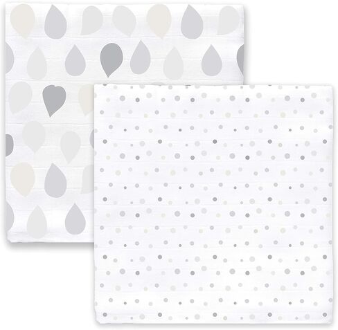 بطانيات موسلين حريرية من Amazing Baby، طقم من قطعتين، فسكوز الخيزران، قطرات ونقاط، جنيه استرليني in Kuwait