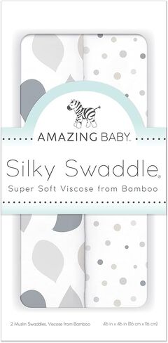 بطانيات موسلين حريرية من Amazing Baby، طقم من قطعتين، فسكوز الخيزران، قطرات ونقاط، جنيه استرليني in Kuwait