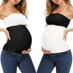 KIM S Belly Band Pregnancy Band Pregnancy Belly Support Maternity Band for Pants Belly Support Band Pregnancy Pants Extender Maternity Clothes Black White 4 in Kuwait