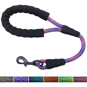 BTINESFUL 18 Inch Short Dog Leash for Training, Padded Traffic Handle Strong Nylon Rope Control Leash for Walking No Pulling, 1.5ft Dog Lead