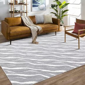 GAOMON Runner Rug 2x6 Modern Waves Accent Rug Contemporary Minimalist Entryway Runners Indoor Soft Non-Slip Hallway Runners Boho Light Grey Kitchen Mat Bedroom Bedside Laundry Room Aesthetic Rug
