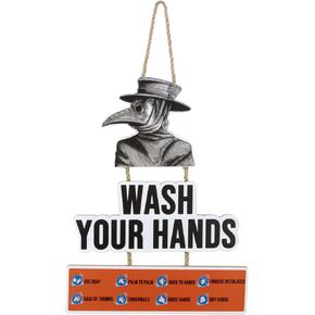 Wash Your Hands Plague Doctor Sign Funny Bathroom Wooden Hanging Wall Art, Wood Plaques For Washroom Toilet Home Decor /Home Decor/Man Cave Decor/Garage Decor 10x19 Inches in Kuwait