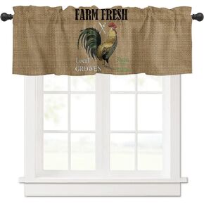 Curtain Valances for Windows Living Room, Fram Animal Curtain Toppers and Valances for Bedroom, Rooster Rod Pocket Curtains Kitchen Valances 54 Inch Wide by 18 Inch Long