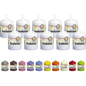 BOLSIUS 10 White Pillar Candles - 2.25 x 3.25 Inches - Premium European Quality - Individually Wrapped - 17 Hour Burn Time - Dripless Smokeless Unscented Dinner, Wedding, Party, & Restaurant Candles