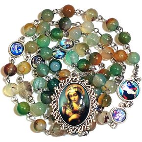 GeekTenet Seven Sorrows Rosary Beads Chaplet Natural Fluorite agate Rosery Catholic gifts in Kuwait