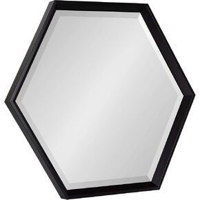 Kate and Laurel Calter Modern Hexagon Framed Wall Mirror, 22 x 26, Black, Chic Indie Room Decor for Wall in Kuwait