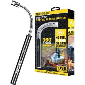 ولاعة بلازما كهربائية مرنة 360 درجة قابلة لاعادة الشحن بمنفذ USB مع قوس طويل ورقبة مرنة 360 درجة للشواء والتخييم والطبخ والشواء والالعاب النارية من زيرو دارك in Kuwait