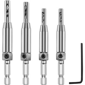 مجموعة رؤوس مثقاب المفصلات ذاتية التمركز من Beeiee، مثقاب مفصلي ذاتي المركز للباب مع ساق سداسية 1/4 بوصة 5/64 بوصة، 7/64 بوصة، 9/64 بوصة، 11/64 بوصة in Kuwait