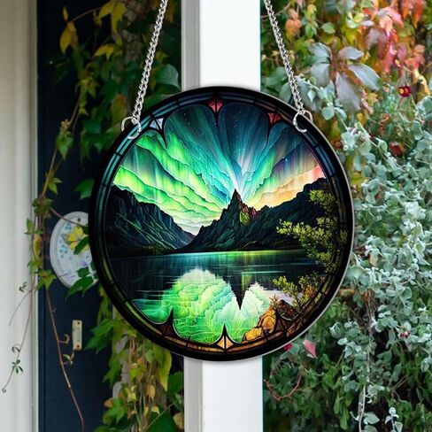 WQVSHRO Dolphin Stained Acrylic Window Hanging Ornament, Ocean Themed Decor Hanging with Chain, Acrylic Wall Art Decor Panel for Indoor Outdoor Decor, Housewarming Gift (Dolphin,8'') in Saudi Arabia