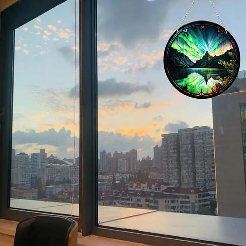 WQVSHRO Dolphin Stained Acrylic Window Hanging Ornament, Ocean Themed Decor Hanging with Chain, Acrylic Wall Art Decor Panel for Indoor Outdoor Decor, Housewarming Gift (Dolphin,8'') in Saudi Arabia