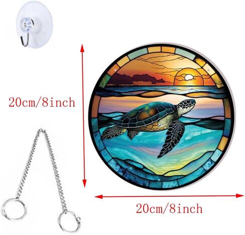 WQVSHRO Dolphin Stained Acrylic Window Hanging Ornament, Ocean Themed Decor Hanging with Chain, Acrylic Wall Art Decor Panel for Indoor Outdoor Decor, Housewarming Gift (Dolphin,8'') in Saudi Arabia