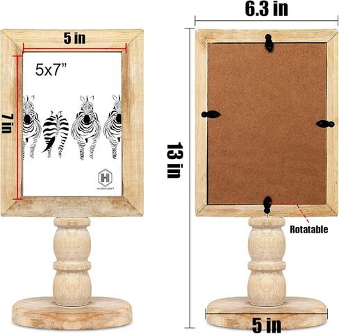 إطارات صور HUAXIN CRAFT H خشبية مقاس 5x7، إطار صورة ريفي ريفي متعثر مع قاعدة، سطح طاولة بحامل خشبي. in Kuwait