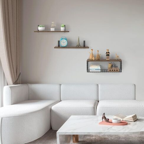 BORISI أرفف عائمة مثبتة على الحائط، أرفف حمام خشبية فوق المرحاض مع سلة تخزين ورقية، أرفف حائط مزرعة ريفية لديكور الحائط، غرفة النوم، غرفة المعيشة، المطبخ، حجرة المؤن in Kuwait