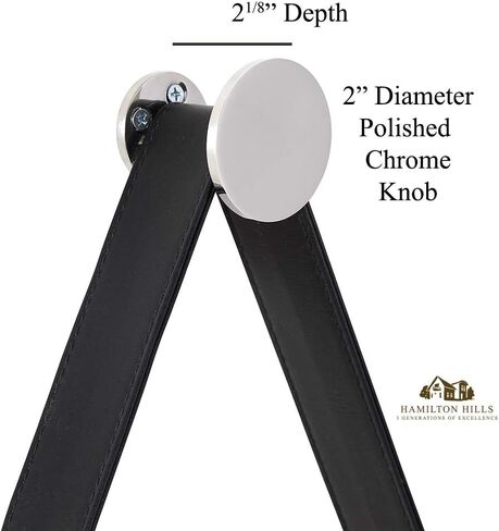 Hamilton Hills Hanging Black Leather Strap Metal Circular Wall Mirror with Chrome Accents| Glass Panel Rounded Circle Design Vanity Mirror (24" Round) in Kuwait