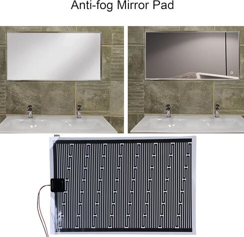 وسادة تسخين مزيل الضباب بمرآة مستطيلة من Maichis، وسادة خالية من الضباب مقاس 24 بوصة × 16 بوصة مع دعامة ذاتية اللصق، وسادة مرآة مضادة للضباب، تيار متردد 120 فولت، مثبت على الحائط in Kuwait