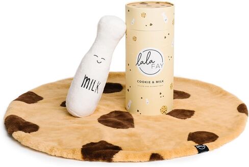 La La Fay Pillow and Blanket Pals Set – Unisex Luxe Minky Faux Fur Cookie Baby Blanket and Ultra-Soft Milk Bottle Pillow with Premium Filling – Essential Newborn and Toddler Gifts in Saudi Arabia