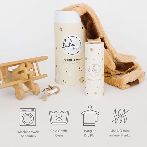 La La Fay Pillow and Blanket Pals Set – Unisex Luxe Minky Faux Fur Cookie Baby Blanket and Ultra-Soft Milk Bottle Pillow with Premium Filling – Essential Newborn and Toddler Gifts in Saudi Arabia