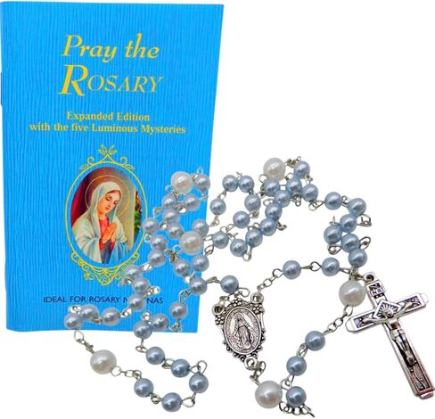 Westmon Works Pray the Rosary Book and Miraculous Mary Rosary with Glass Beads and Metal Crucifix Prayer Set in Saudi Arabia