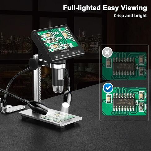 TOMLOV مجهر رقمي معقوفة LED أضواء ملء GL06، أضواء كاشفة مساعدة من الألومنيوم بقدرة 6 وات مع مفتاح قابل للتعتيم، سطوع قابل للتعديل، متوافق مع جميع مجاهر LCD in Kuwait