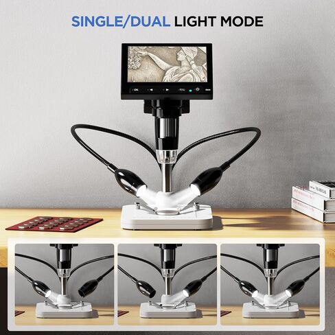 TOMLOV مجهر رقمي معقوفة LED أضواء ملء GL06، أضواء كاشفة مساعدة من الألومنيوم بقدرة 6 وات مع مفتاح قابل للتعتيم، سطوع قابل للتعديل، متوافق مع جميع مجاهر LCD in Kuwait