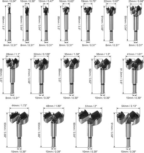 HARFINGTON 16pcs Forstner Bit Set 6mm-25mm Dia. Round Shank High Speed Steel Metric Forstner Drill Bits for Wood, Flat Wing Woodworking Hinge Drilling Tool Kits for Wood Plastic Plywood in Saudi Arabia