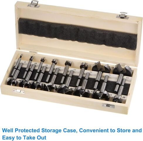 HARFINGTON 16pcs Forstner Bit Set 6mm-25mm Dia. Round Shank High Speed Steel Metric Forstner Drill Bits for Wood, Flat Wing Woodworking Hinge Drilling Tool Kits for Wood Plastic Plywood in Saudi Arabia