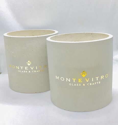 2 شمعة في قاعدة خرسانية أسطوانية، شمع الصويا العطري وفتيل خشب - مونت فيترو in Kuwait