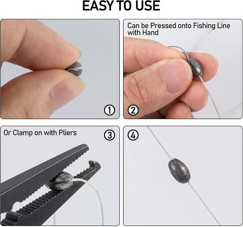 Dr.Fish 100 Pack Oval Split Shot Sinkers Fishing Weights, Lead Weight Clip on Fishing Line Fishing Sinker Freshwater Saltwater in Saudi Arabia
