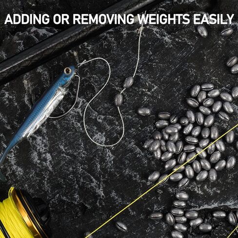 Dr.Fish 100 Pack Oval Split Shot Sinkers Fishing Weights, Lead Weight Clip on Fishing Line Fishing Sinker Freshwater Saltwater in Saudi Arabia