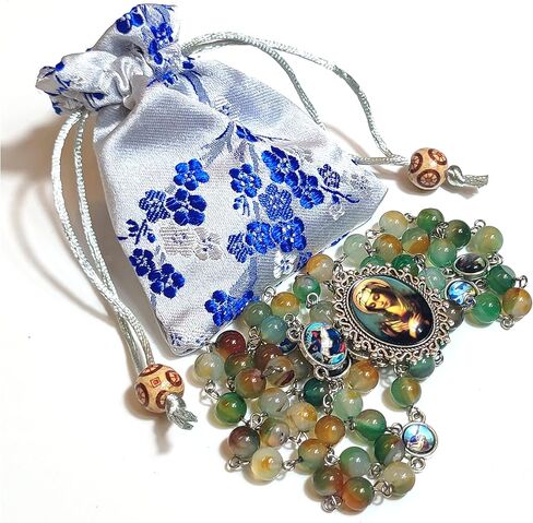 GeekTenet Seven Sorrows Rosary Beads Chaplet Natural Fluorite agate Rosery Catholic gifts in Kuwait