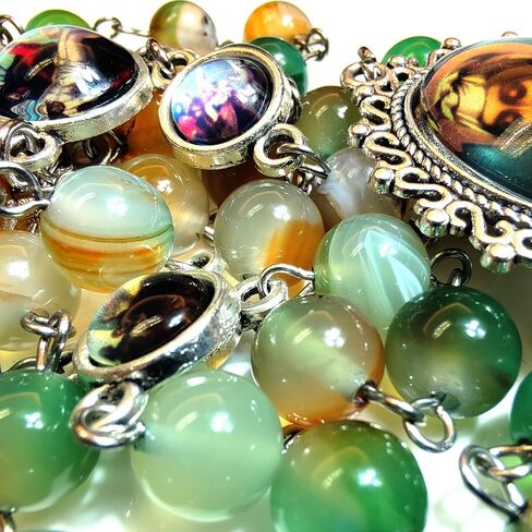 GeekTenet Seven Sorrows Rosary Beads Chaplet Natural Fluorite agate Rosery Catholic gifts in Kuwait