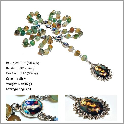 GeekTenet Seven Sorrows Rosary Beads Chaplet Natural Fluorite agate Rosery Catholic gifts in Kuwait