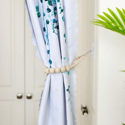 HILELIFE الستار Tiebacks، 2 حزمة الخشب حبة الستار Tiebacks Boho، العلاقات الستار للستائر، Holdbacks الستار للجدار، Tiebacks الستار مزرعة، ظهورهم التعادل الستار مع السنانير للمكتب المنزلي in Kuwait