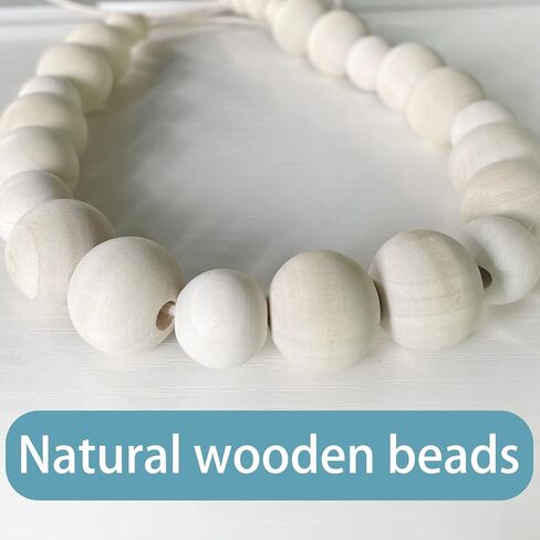 HILELIFE الستار Tiebacks، 2 حزمة الخشب حبة الستار Tiebacks Boho، العلاقات الستار للستائر، Holdbacks الستار للجدار، Tiebacks الستار مزرعة، ظهورهم التعادل الستار مع السنانير للمكتب المنزلي in Kuwait