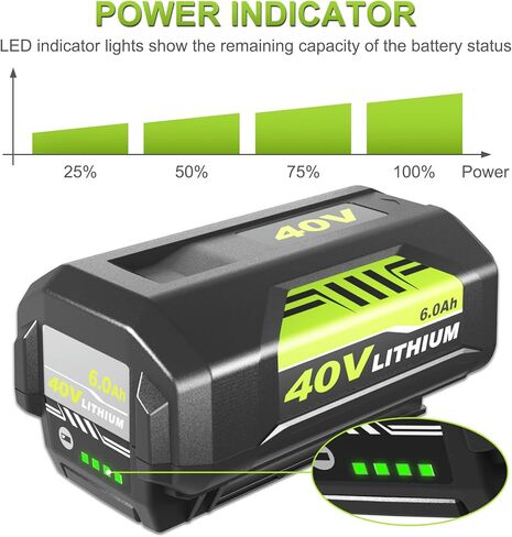 استبدال Enermall 6.0Ah لبطارية Ryobi 40V ليثيوم متوافقة مع بطارية Ryobi 40 فولت OP4015 OP4040 OP4026A OP40201 OP4050A OP4015 OP40261 OP4030 OP40401 OP4060 in Kuwait