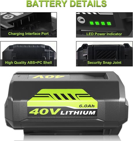 استبدال Enermall 6.0Ah لبطارية Ryobi 40V ليثيوم متوافقة مع بطارية Ryobi 40 فولت OP4015 OP4040 OP4026A OP40201 OP4050A OP4015 OP40261 OP4030 OP40401 OP4060 in Kuwait