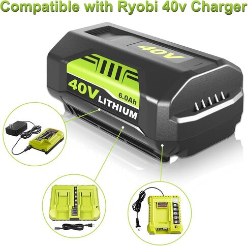 استبدال Enermall 6.0Ah لبطارية Ryobi 40V ليثيوم متوافقة مع بطارية Ryobi 40 فولت OP4015 OP4040 OP4026A OP40201 OP4050A OP4015 OP40261 OP4030 OP40401 OP4060 in Kuwait