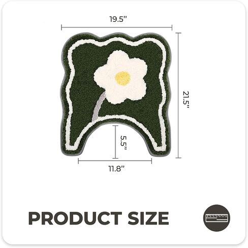 Tyrafry Toilet Bath Rug, U-Shaped Non-Slip Toilet Rug, Flower Rug for Bathroom Floor Soft Plush Microfiber Mat Super Absorbent Washable Bath Shower Mat, 19.5 x 21.5 Inches, Green in Saudi Arabia